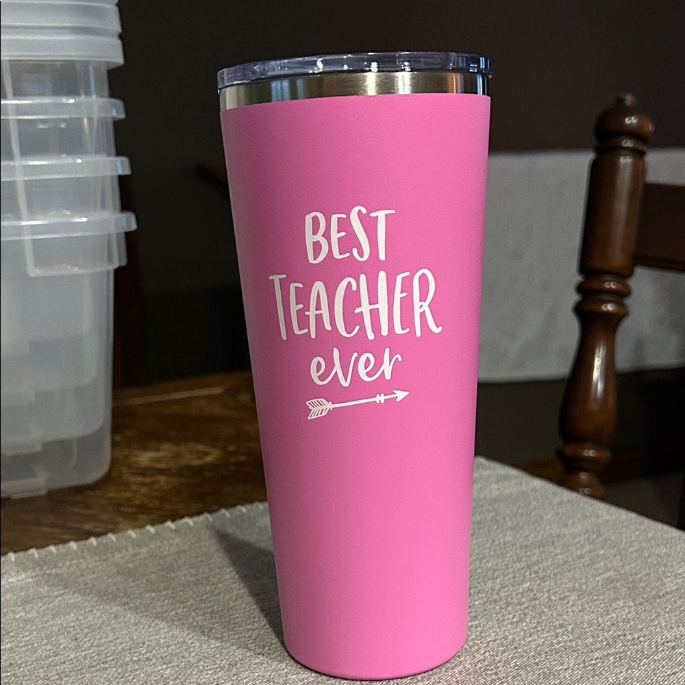 Inspirational Pink Tumbler for Teachers